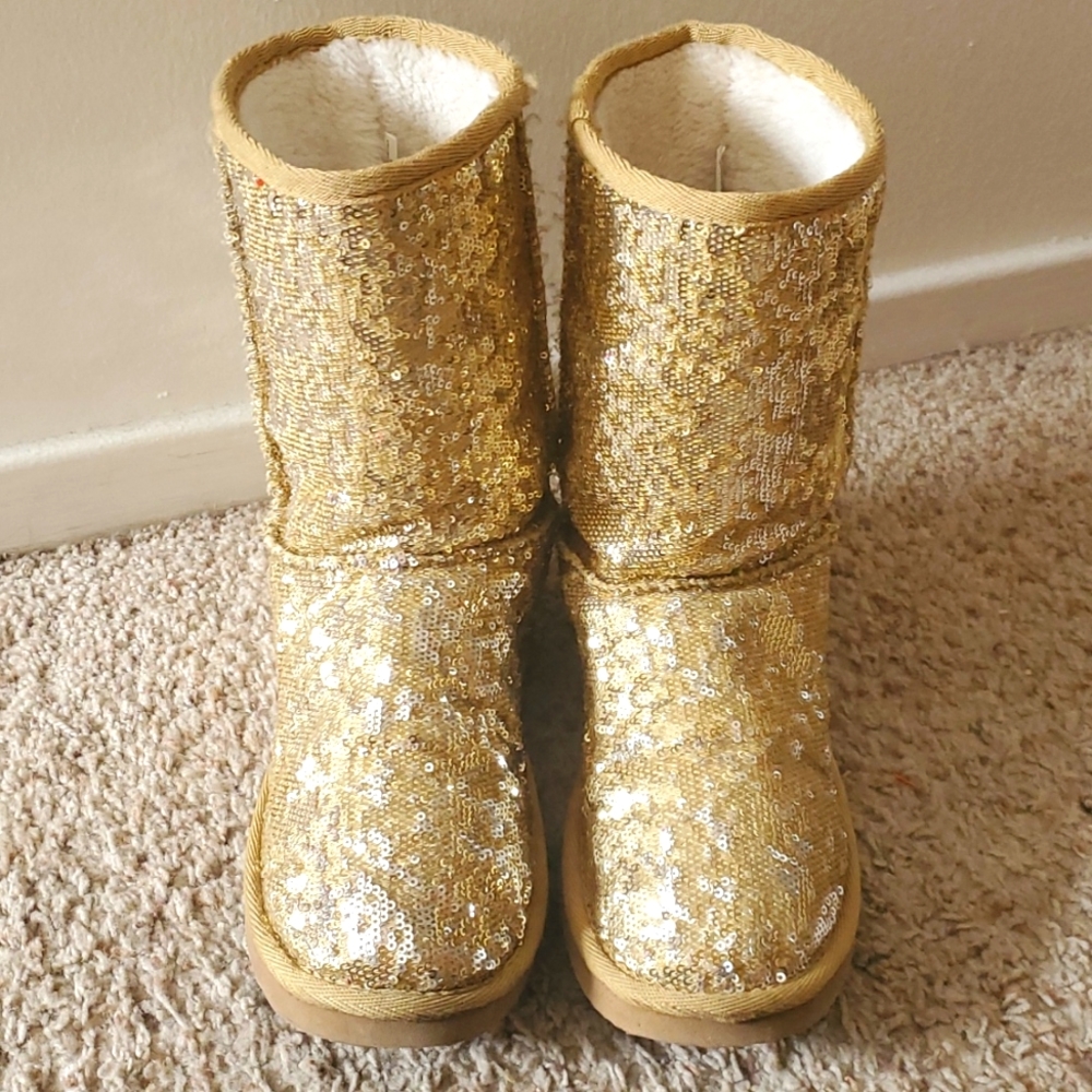 Gold Sparkle Winter Boots Size 9 Women's